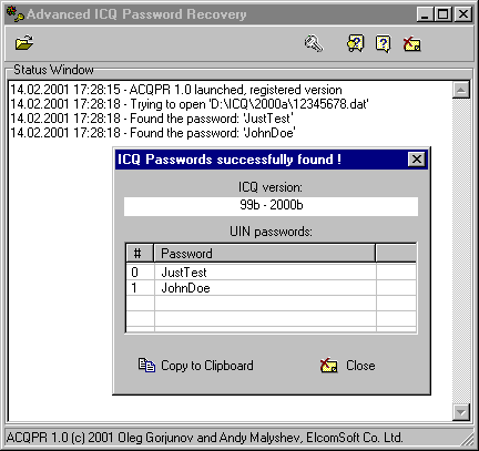Advanced ICQ Password Recovery Screenshot